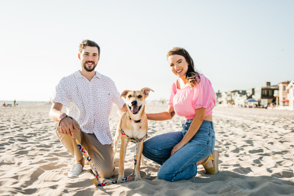 dog engagement photos at the beach