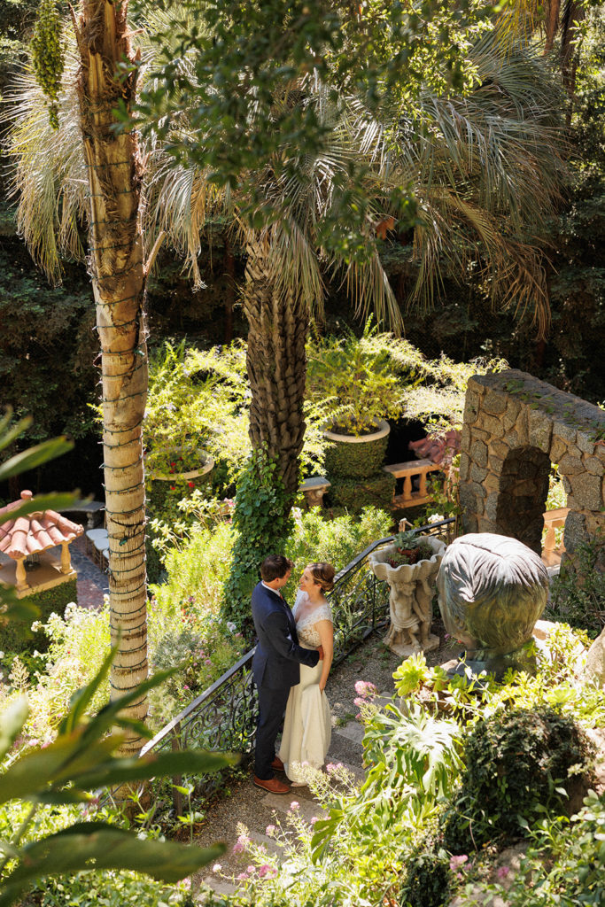 bride and groom romantic photo at their Los Angeles wedding venue