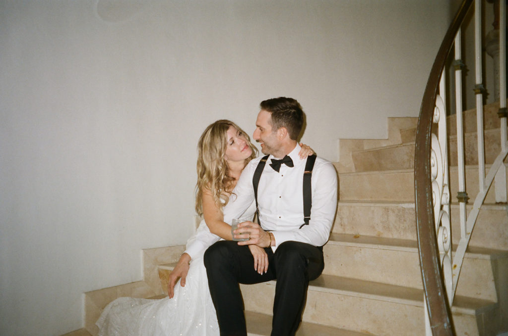 direct flash romantics of bride and groom at their wedding