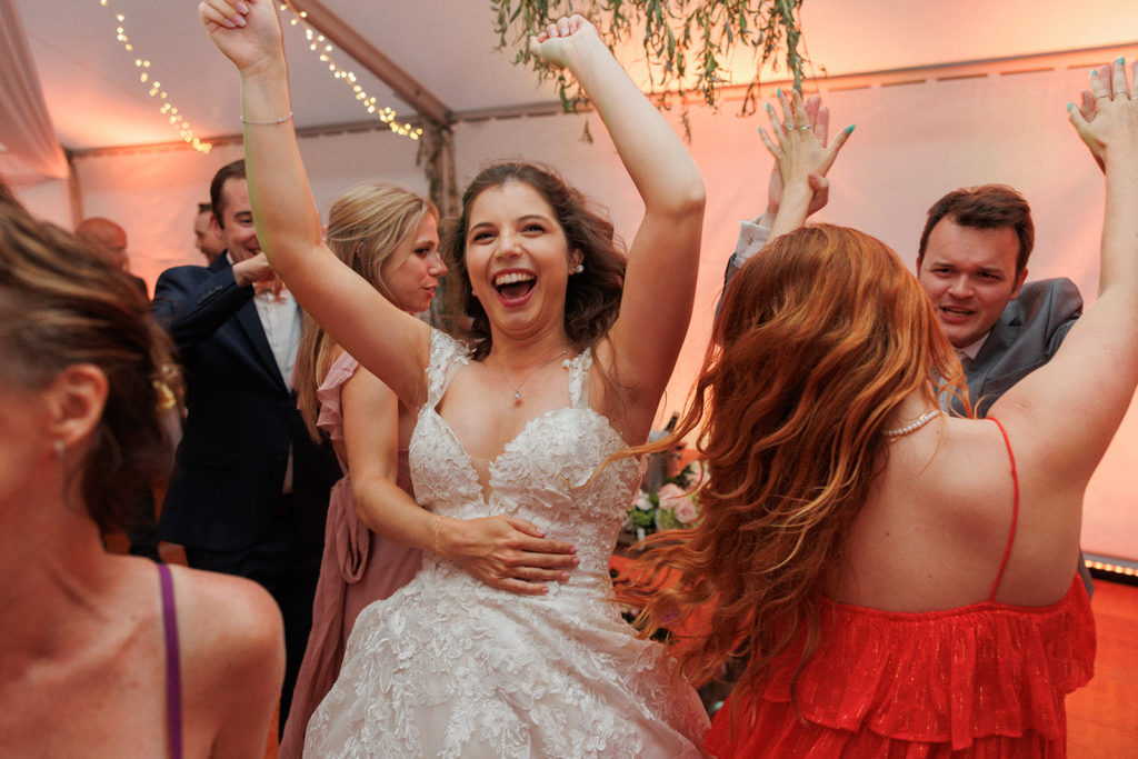 bride breaking it down on the dance floor 