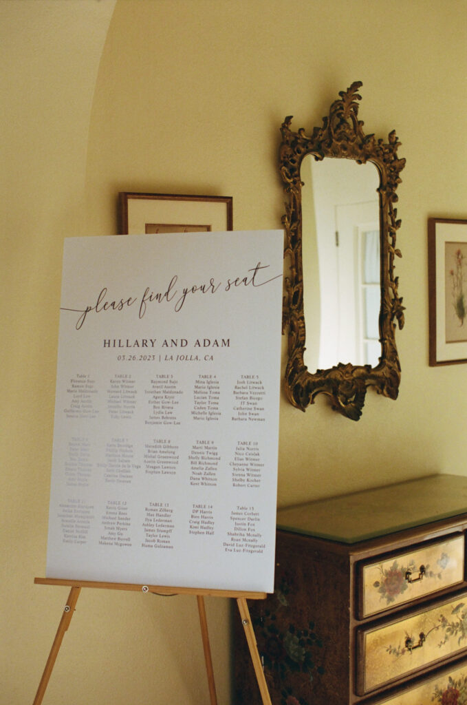 seating chart welcoming guests to dinner