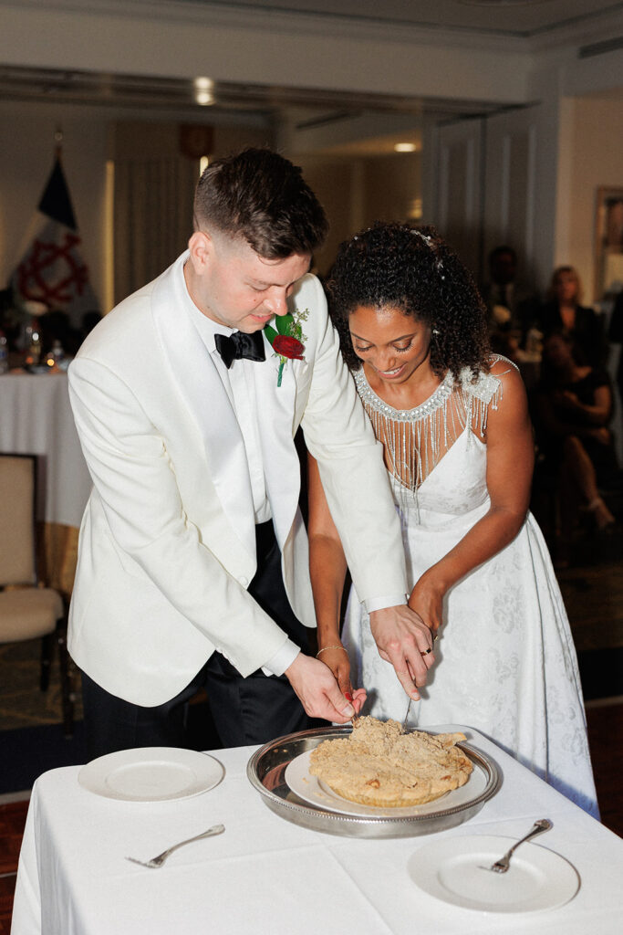 Apple pie cutting at wedding instead of traditional cake cutting