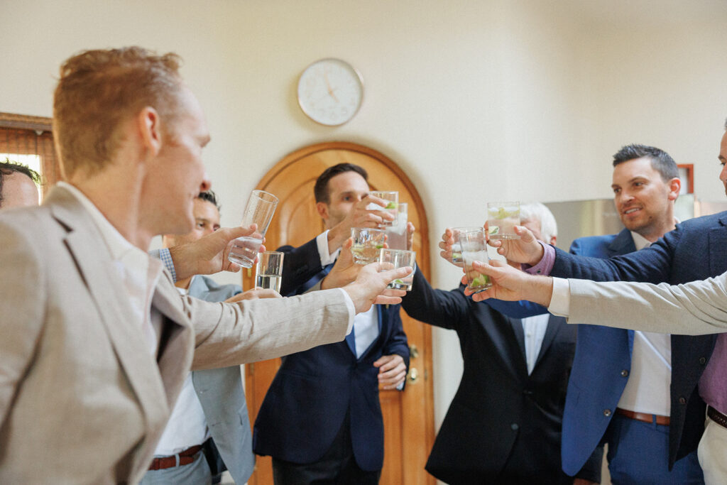 Toasting with groom before getting married