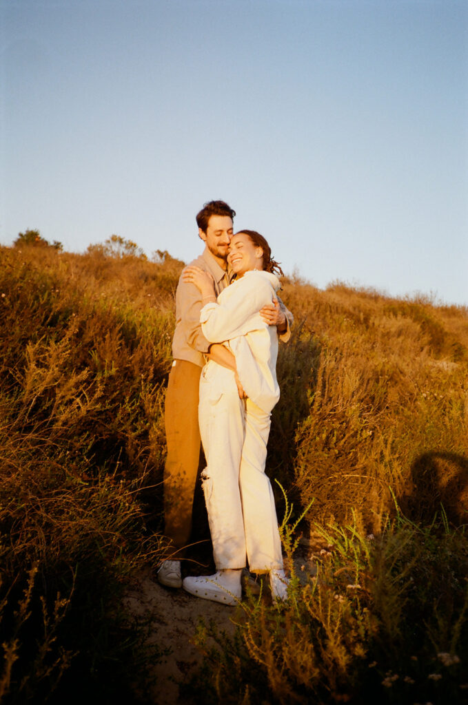 Engagement session during golden hour