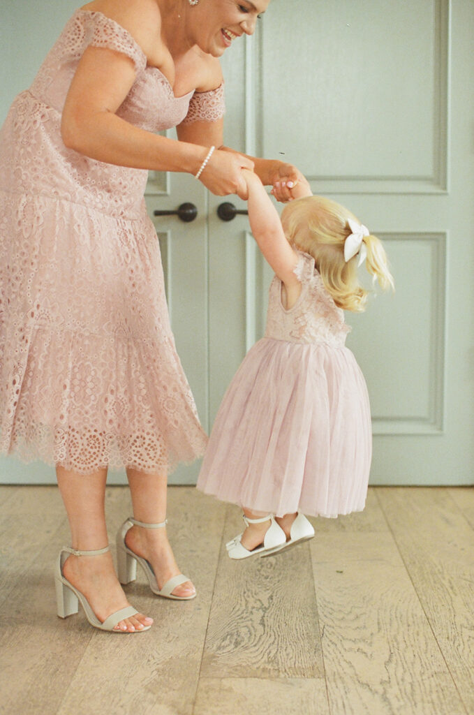 light pink dress for mother and daughter