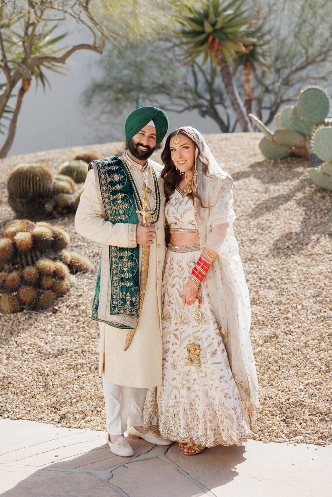 bride and groom celebrate their Indian wedding in Orange County