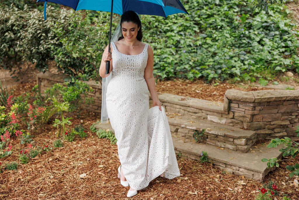 bride embracing the rain 