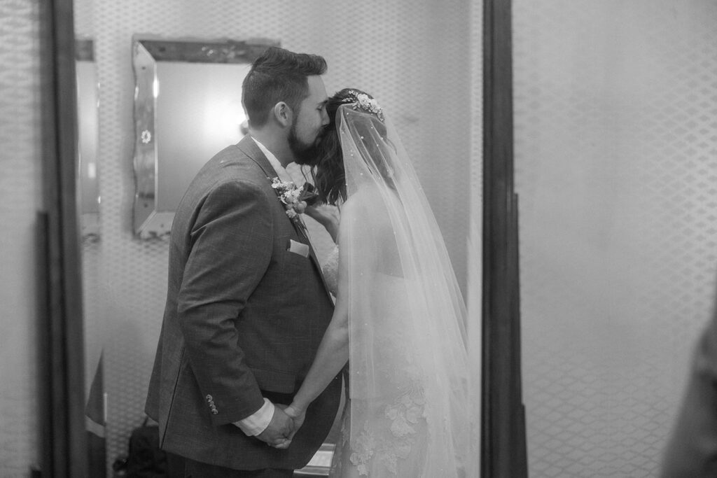 sharing a moment together before the wedding 